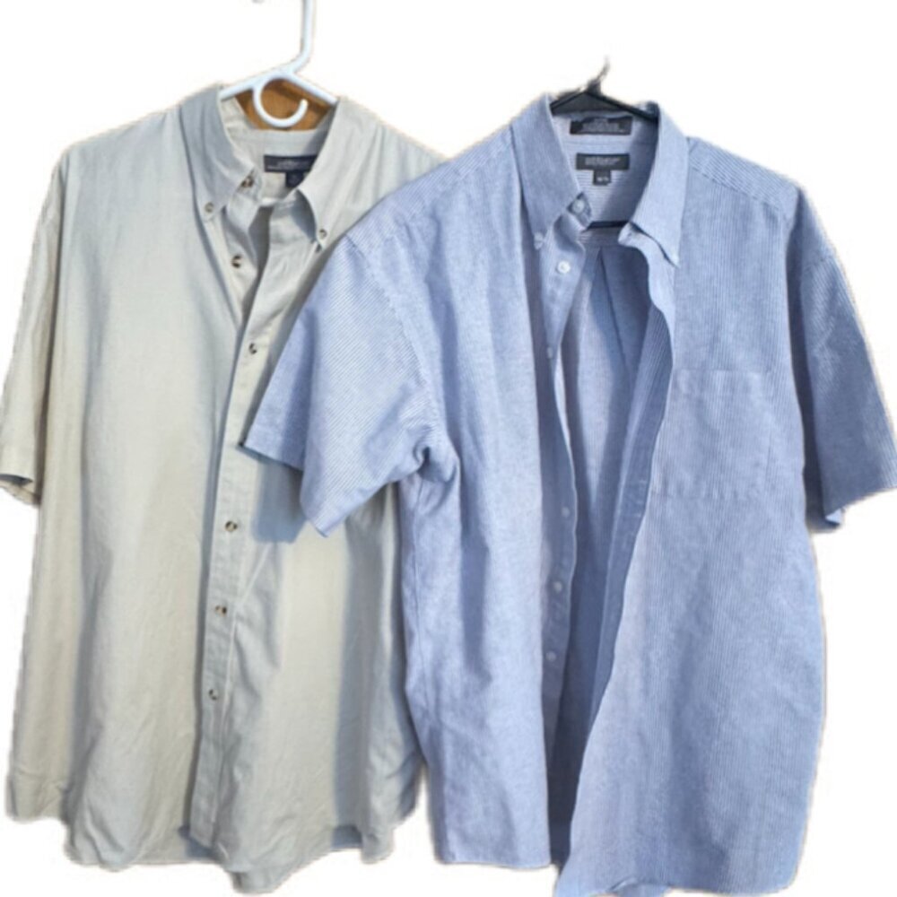 Set Of 2 croft & barrow Men’s Short Sleeve Button Down Shirts Size XL (MS027-K)